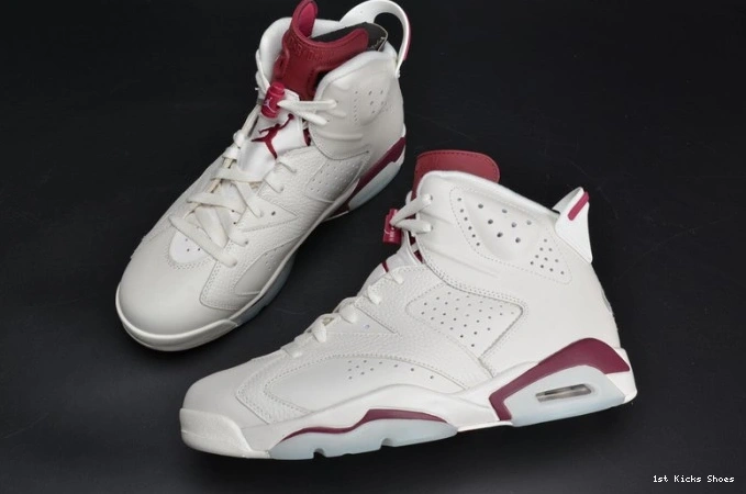 1st Kicks Jordan 6 white 384664-116 Maroon Retro Air 0717